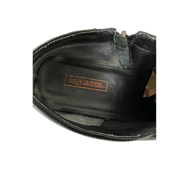 VTG Y2K Leather Harley Davidson Chunky Heel Square Toe embellished Heels. SZ. 8 - Picture 7 of 9